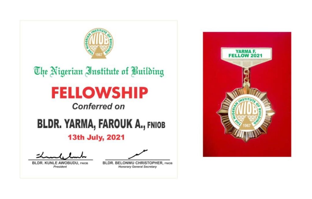 Farouk Yarma Set To Become Fellow Of Nigeria Institute of Building 1 IMG 20210705 WA0027