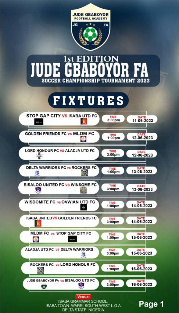 All set for Jude Gbaboyor Football Academy Championship 2 IMG 20230608 WA0227