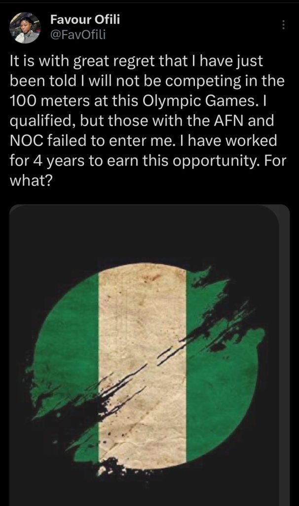 Shocker: Nigerian sprint star not registered to compete... 3 Screenshot 20240731 084510 X