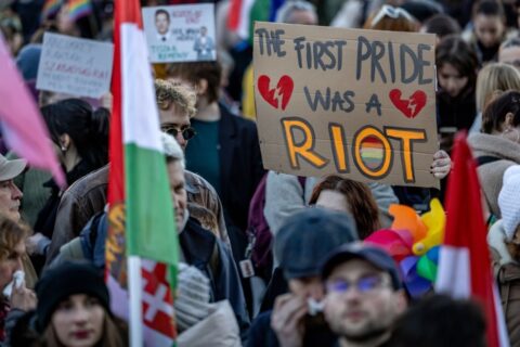 Hungary passes constitutional amendment to ban LGBTQ+ Public events 2 202503eca hungary pride ban protest